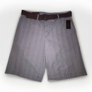 Tasso‎ Elba Size 32 Mens Shorts Belted Blue Check Plaid Flat Front NEW Preppy